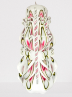 Handgeschnitzte Luxuskerze aus der Kerzenmanufaktur Berlin, 21 cm hoch, im venezianischen Stil mit dekorativer Karnevalmaske aus Venedig
